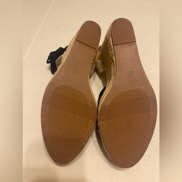 Loft Sandal Black Fabric Strap Ankle Rope Wedge 3 1/2in Size 7 - Picture 7 of 7